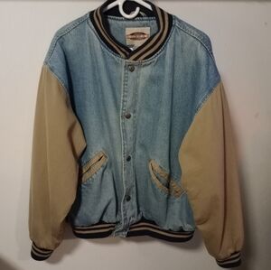 Vintage Sonoma Denim and Tan Varsity Jacket XL
